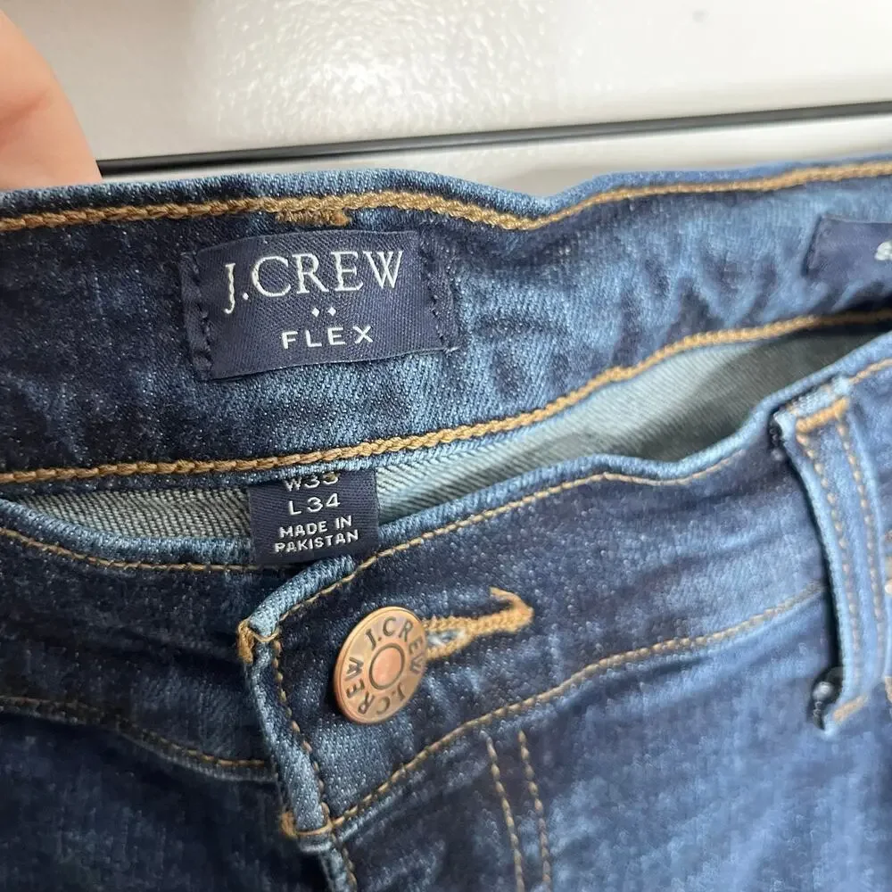 J.Crew Flex Slim Jeans Mens 35x34 Dark Wash Stretch Denim Cotton